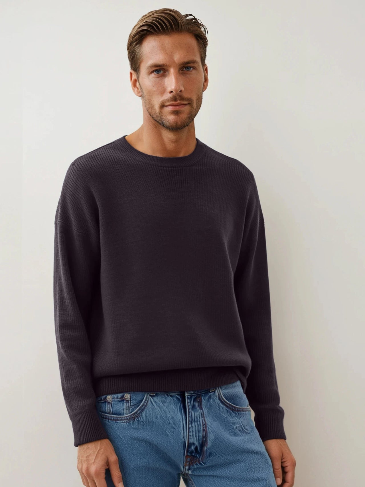 Pure Wool Ansett Timber Fisherman Rib Knit Jumper