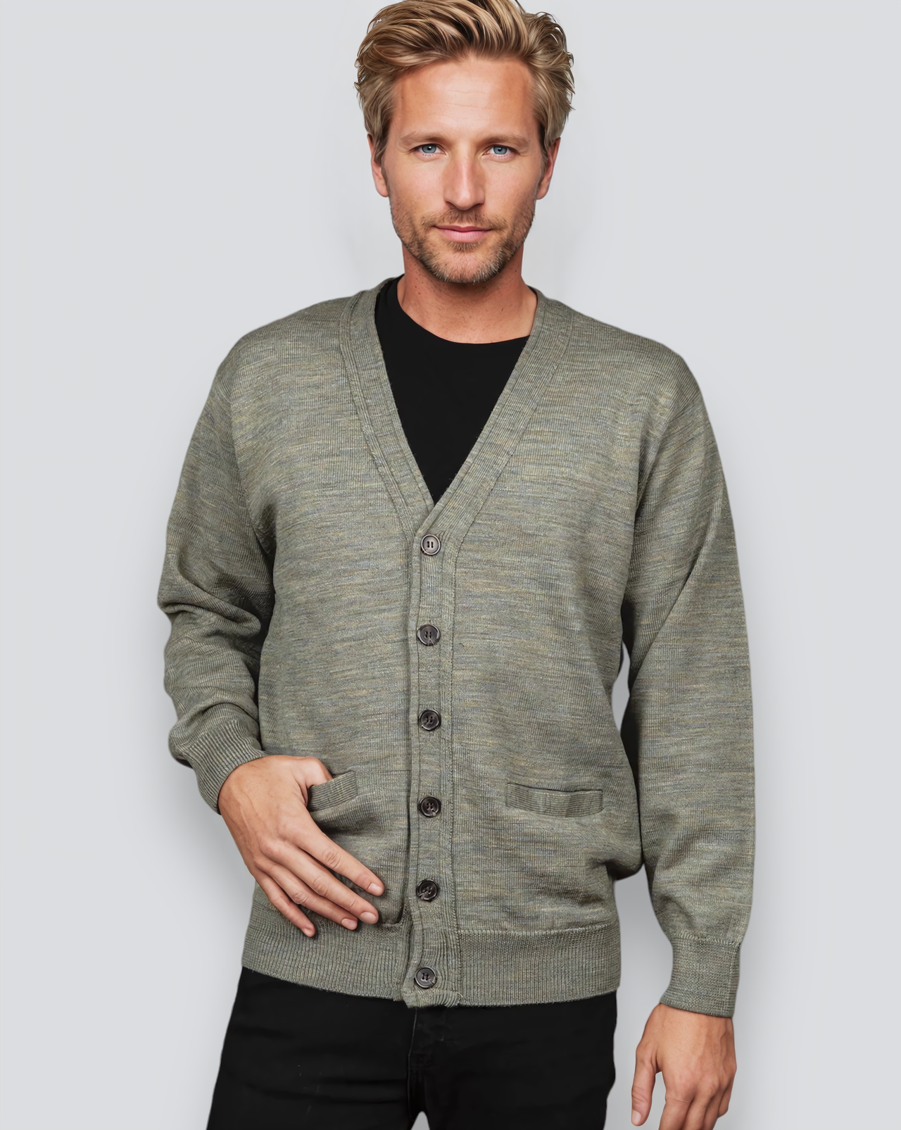 Ansett Wool Agate Grey Machine Washable Cardigan