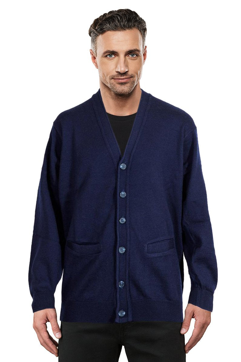 Ansett Wool Navy Blue Machine Washable Cardigan