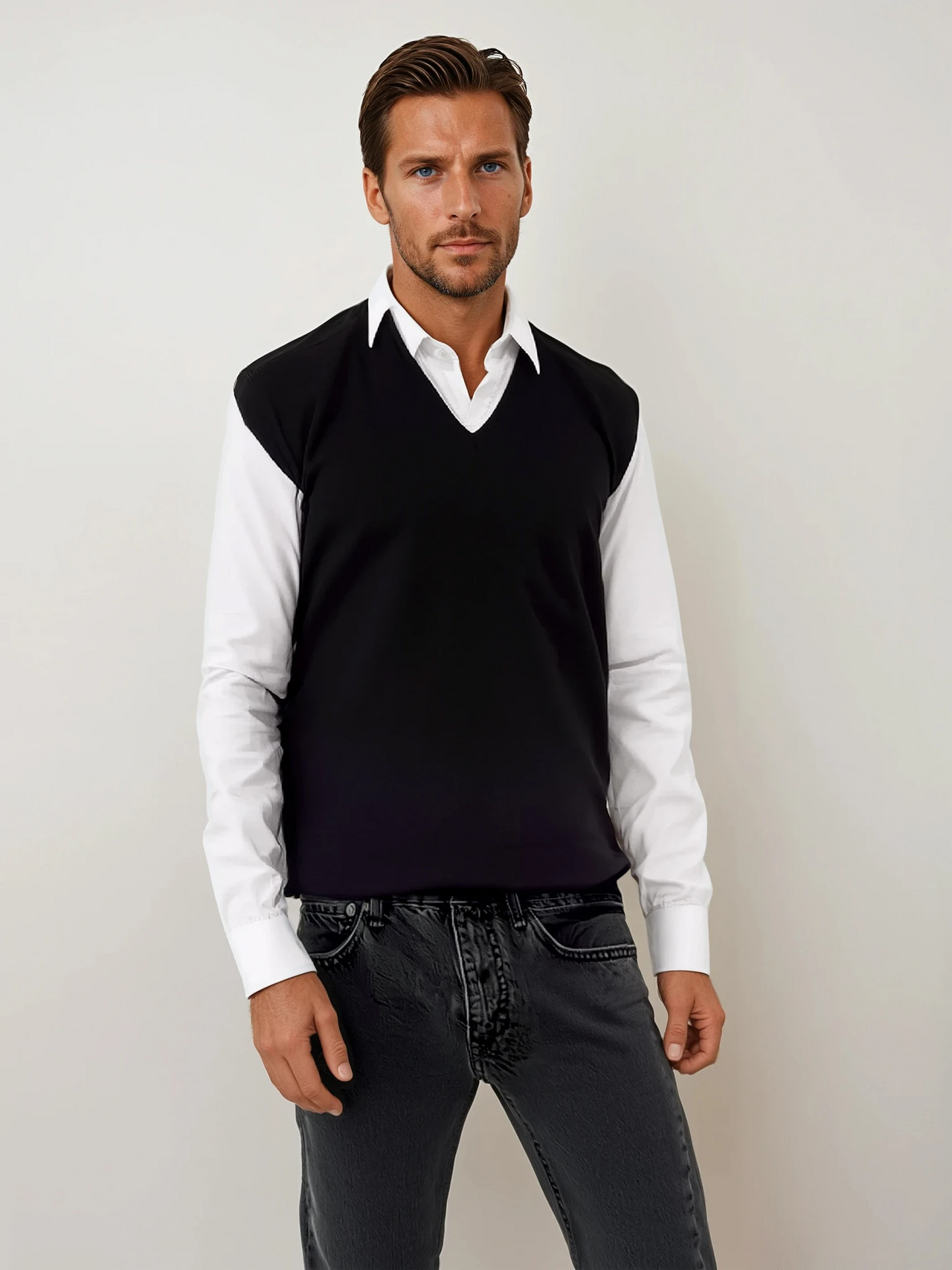 Ansett Wool Black Machine Washable Vest