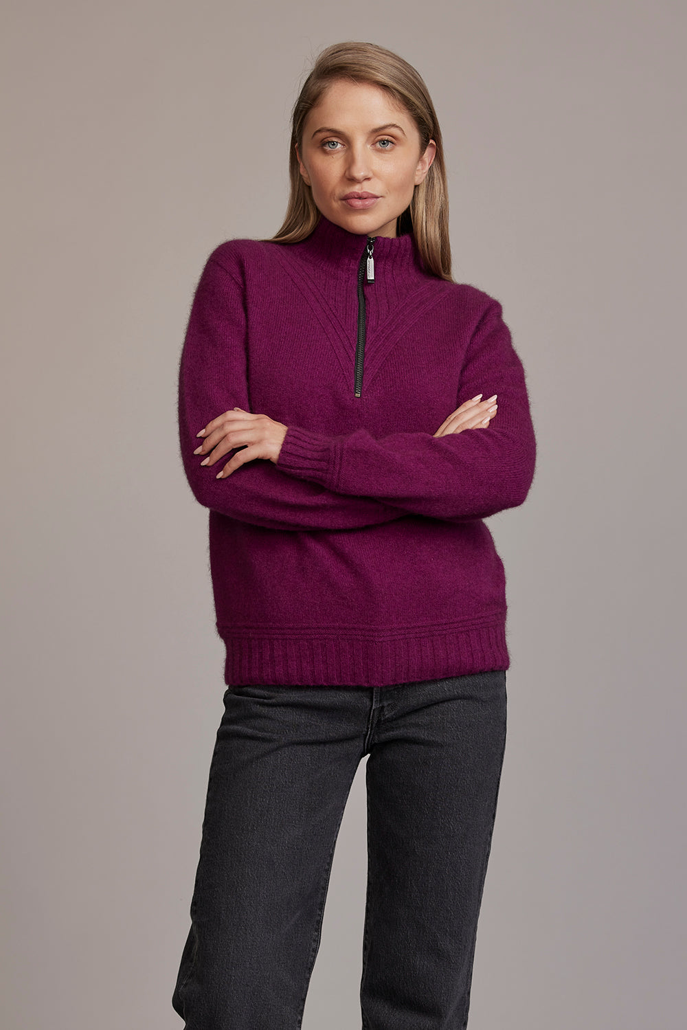 Berry Possum Merino Qtr Zip Jumper