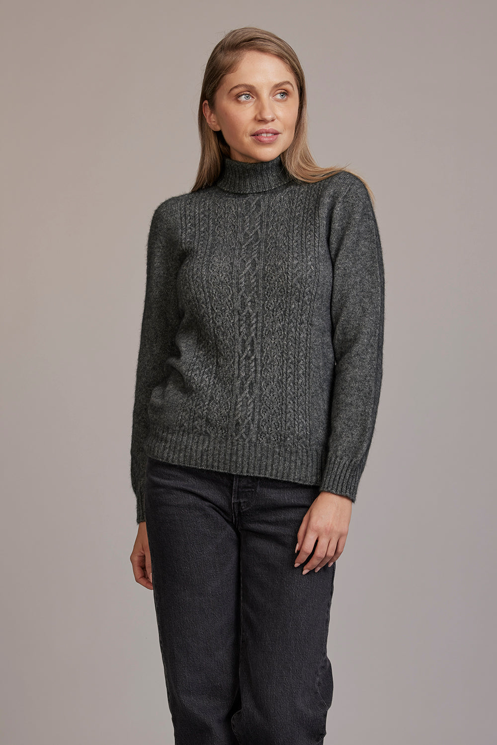 Pewter - McDonald Possum Merino Polo Neck Jumper