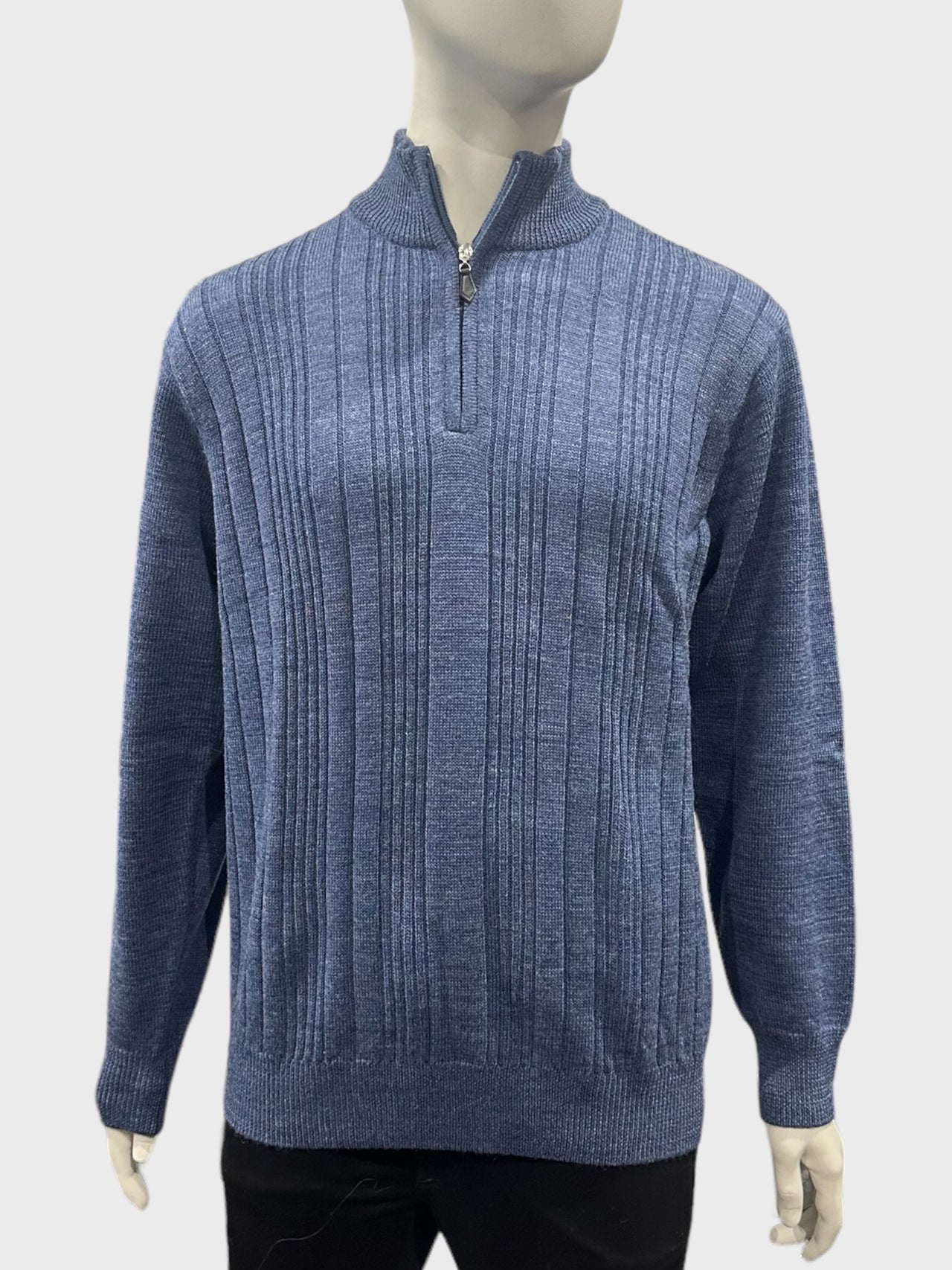 Pure Wool Half Zip Jumper 8115 Denim Blue