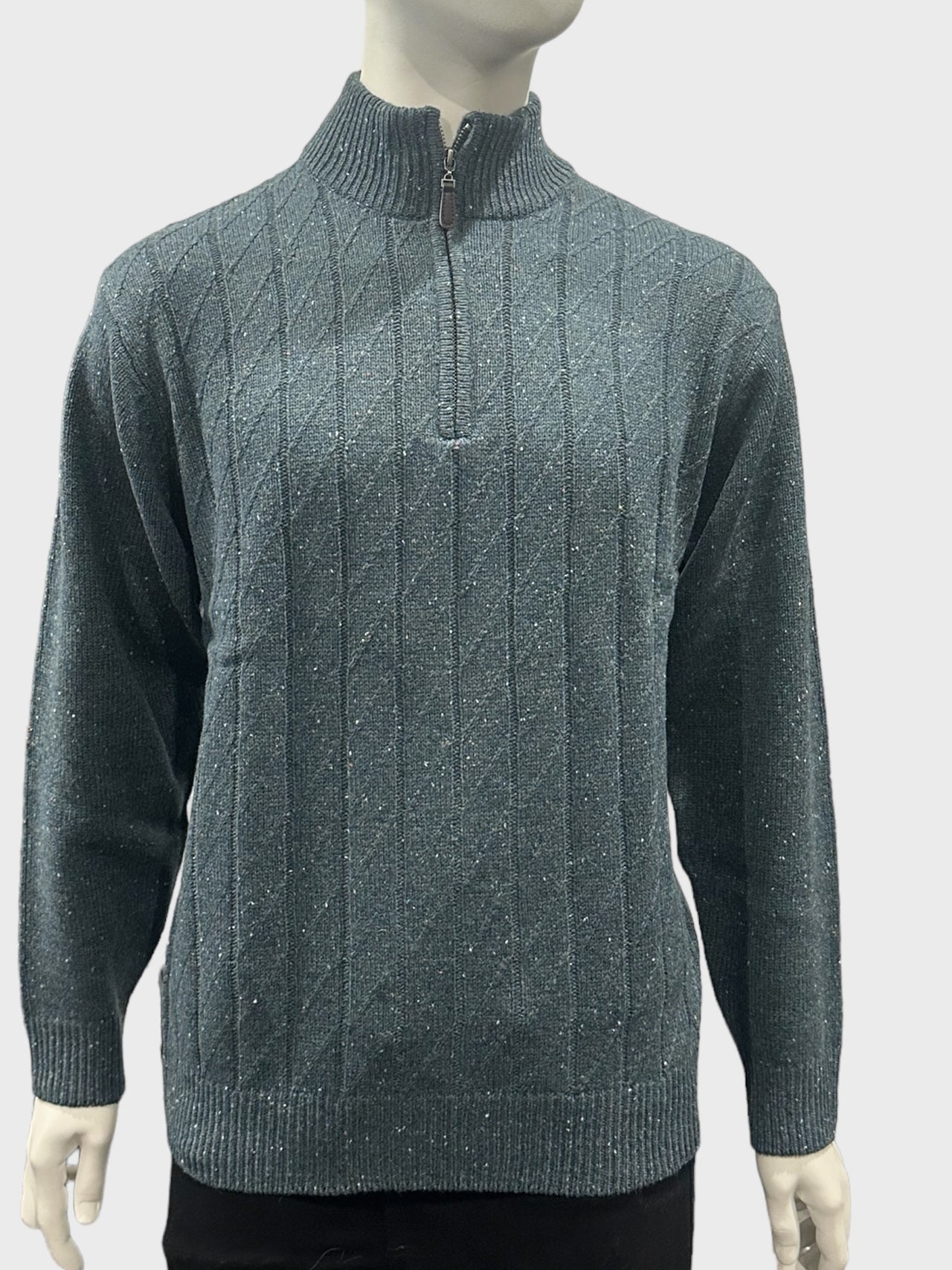 Pure Wool Half Zip Jumper 8155 Cedar Green