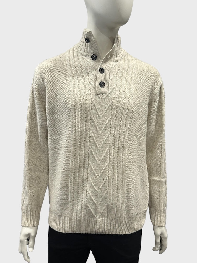 Ansett Wool Polo Neck Button Collar Jumper 8166 Snow White