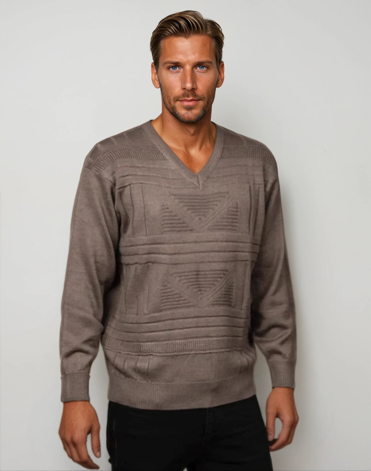 9123 Bark V Neck Jumper - Tradewinds By Ansett