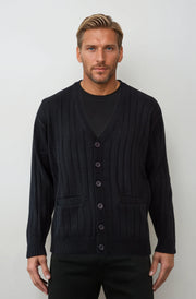 Black V Neck Cardigan - Tradewinds By Ansett Ansett Plain Knitwear