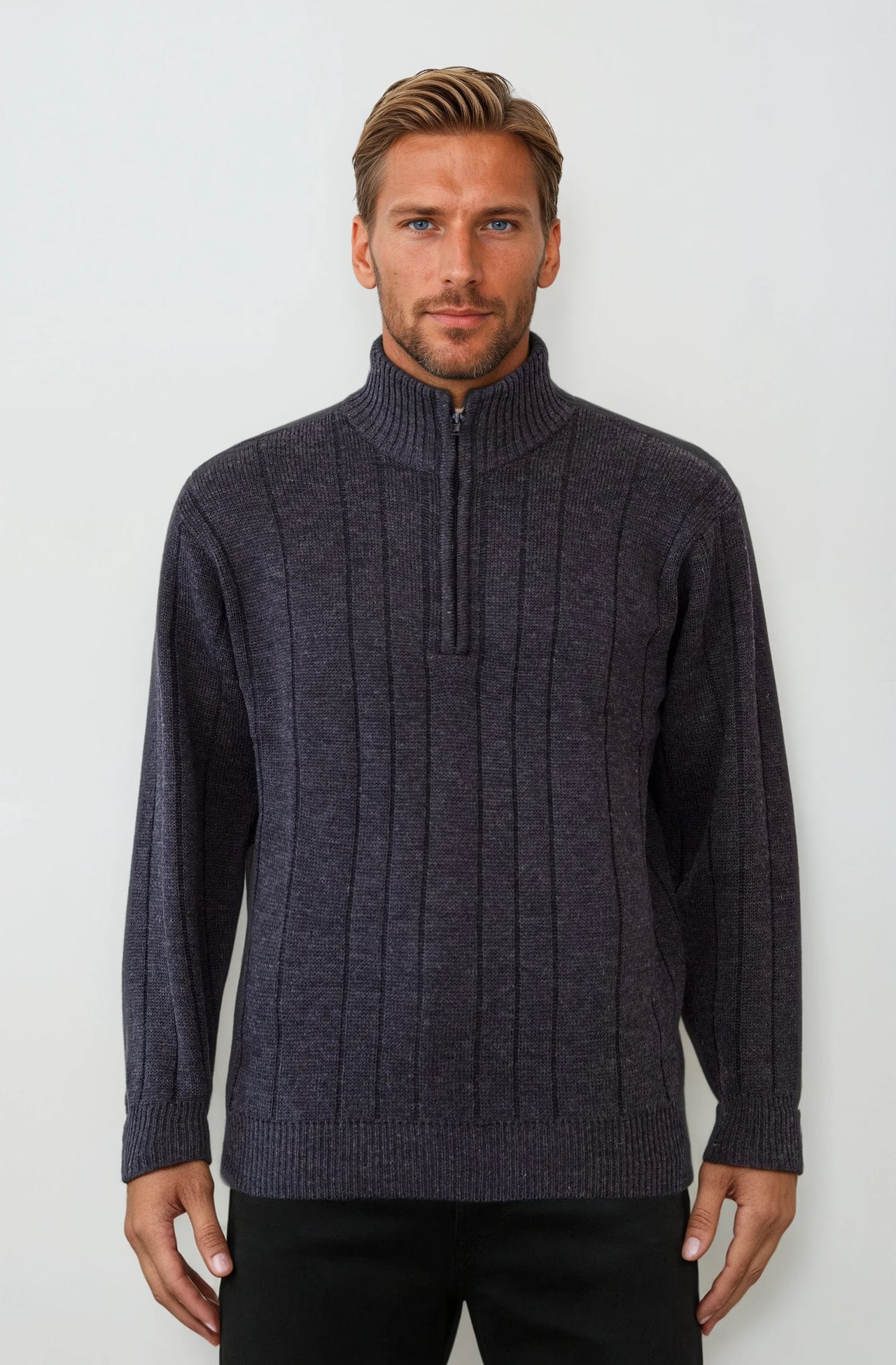 9905 Charcoal Half Zip - Tradewinds By Ansett Ansett Plain Knitwear