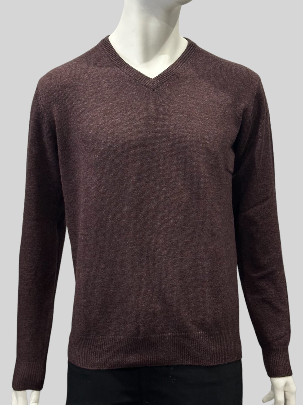 Ansett Purple Ember Cashmere Merino Wool V Neck Jumper