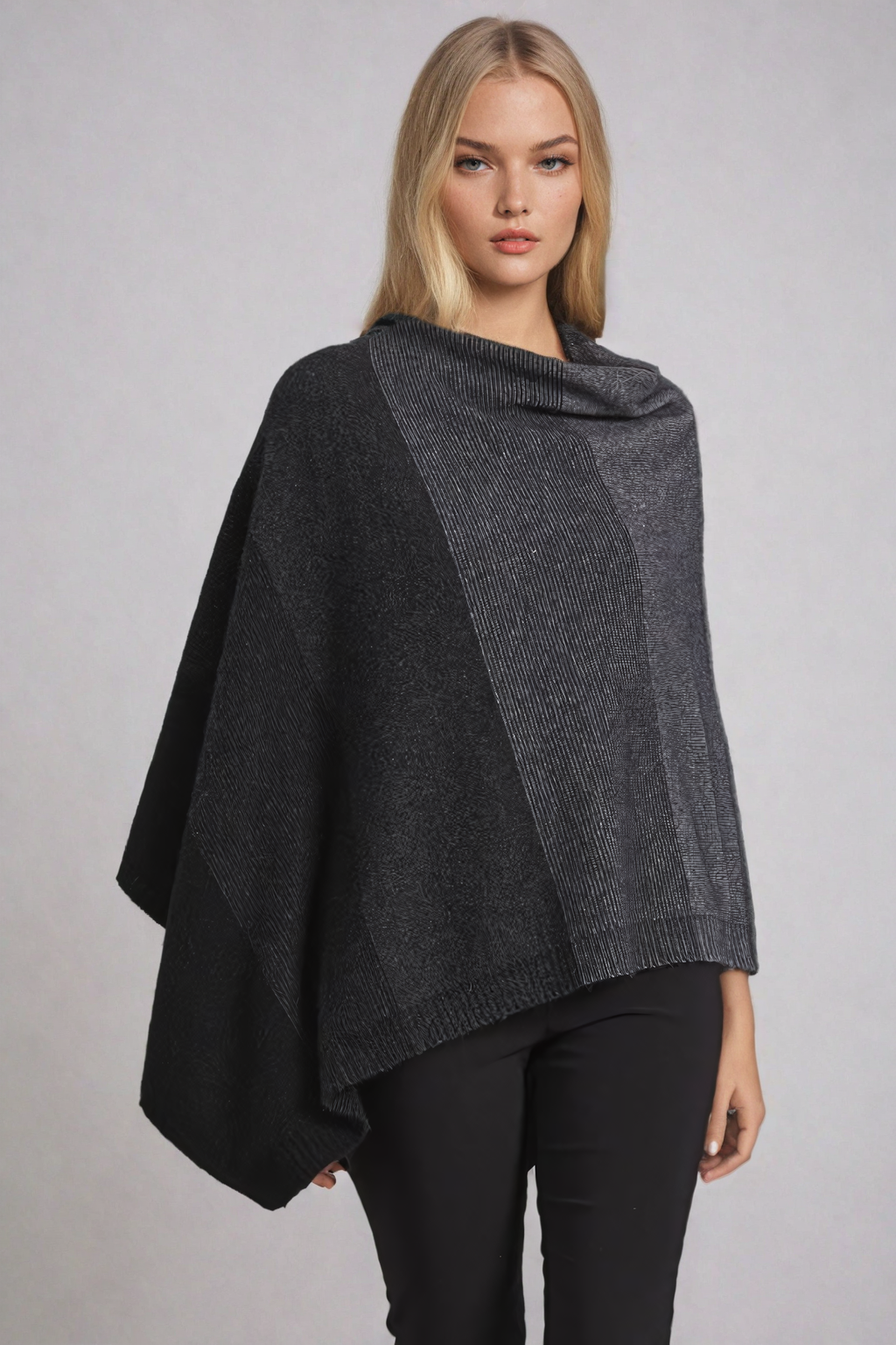 Charcoal McDonald Possum Merino Ombre Poncho