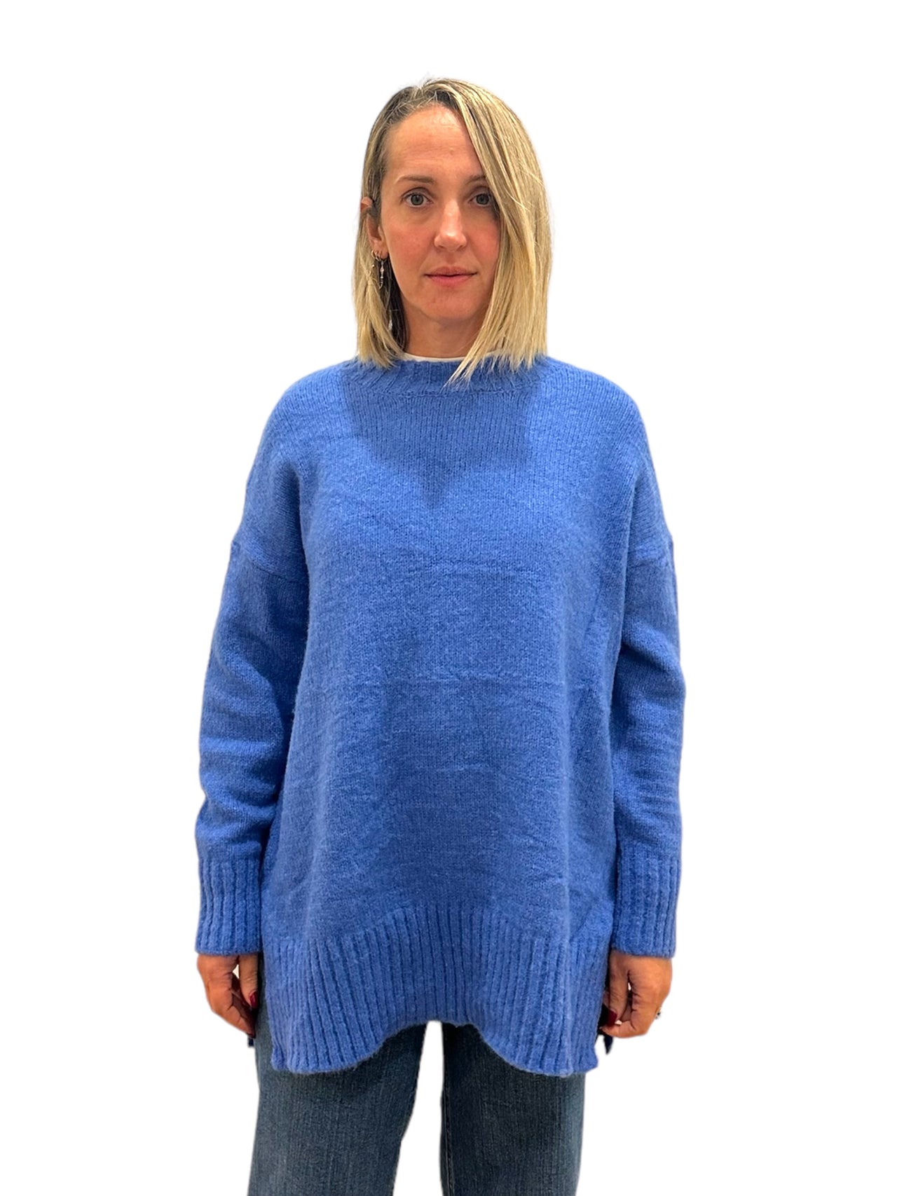 Cobalt Blue Sloppy Women's Crew Neck Jumper