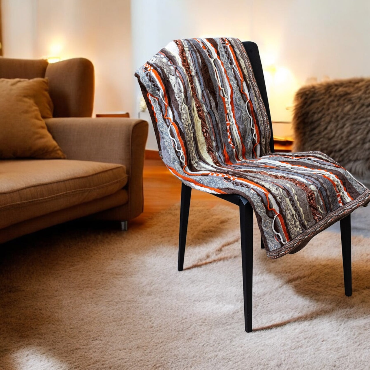 Uluru Camel Blanket Throw Merino Wool 3D Geccu Knitwear
