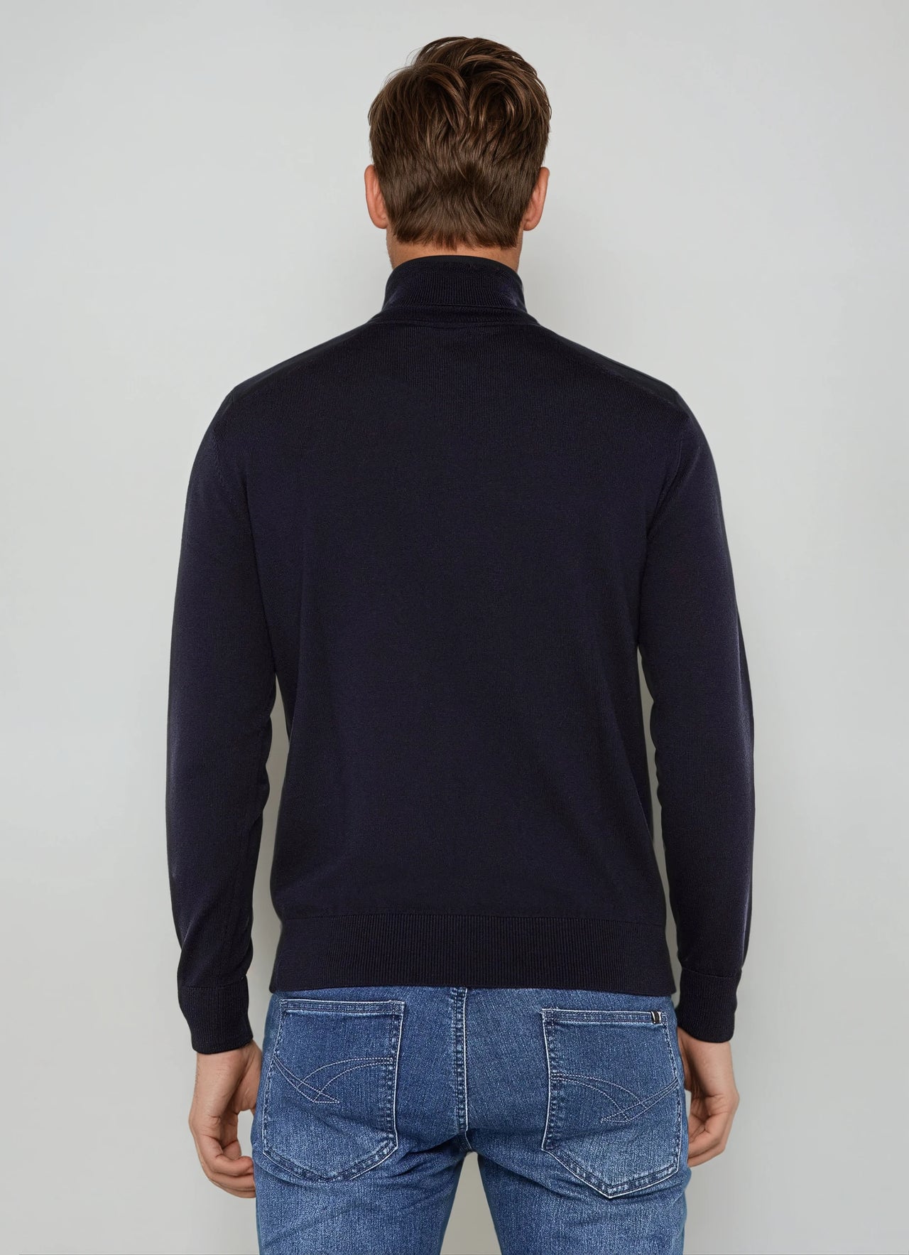 Navy Blue Fine Weight Merino Wool Skivvy