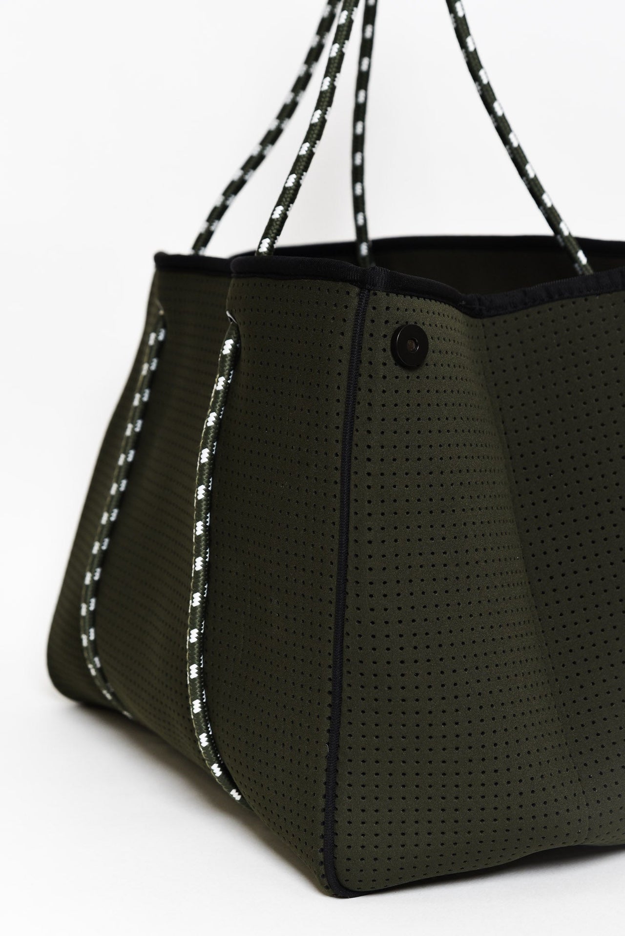 Wide Olive Punch Neoprene Tote Bag With Zip