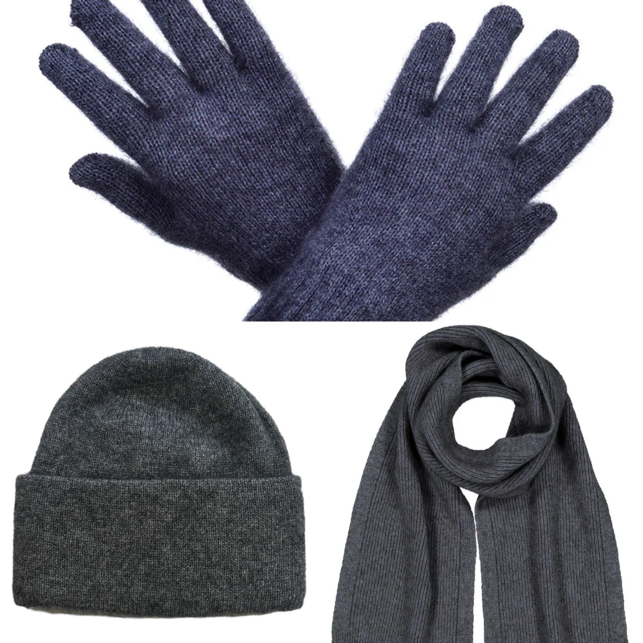 Possum Merino Beanie, Glove & Scarf Set - Pewter