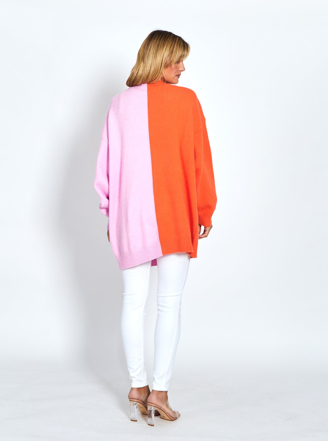 Pink / Orange Two Tone Long Cardigan