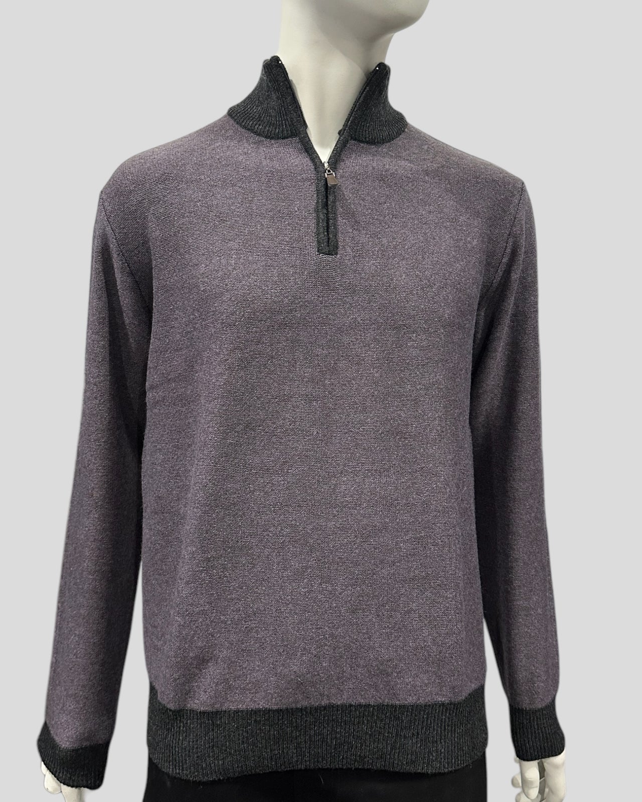 Ansett Graphite Two Tone Half Zip Cashmere Merino Wool Jumper