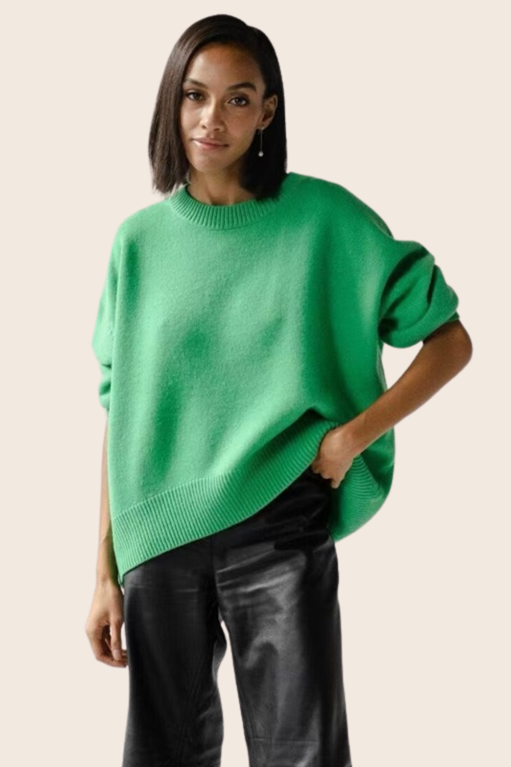 Apple Green Sloppy Women's Crew Neck Jumper