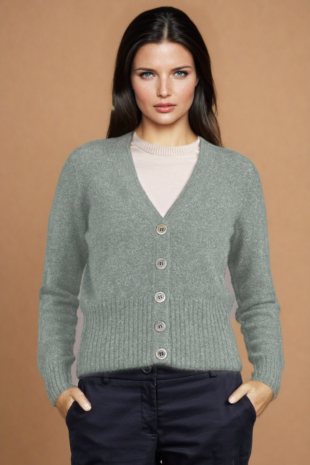 Mint Green Possum Merino Rib Cardigan