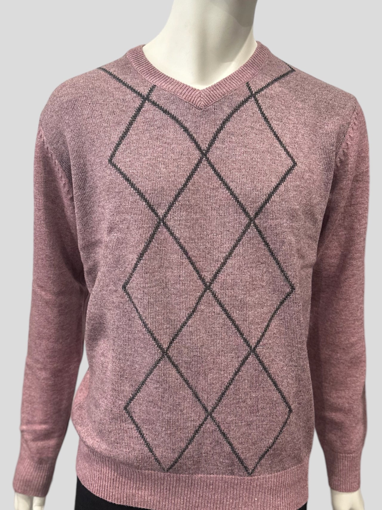 Ansett Pink Argyle Cashmere Merino Wool Jumper