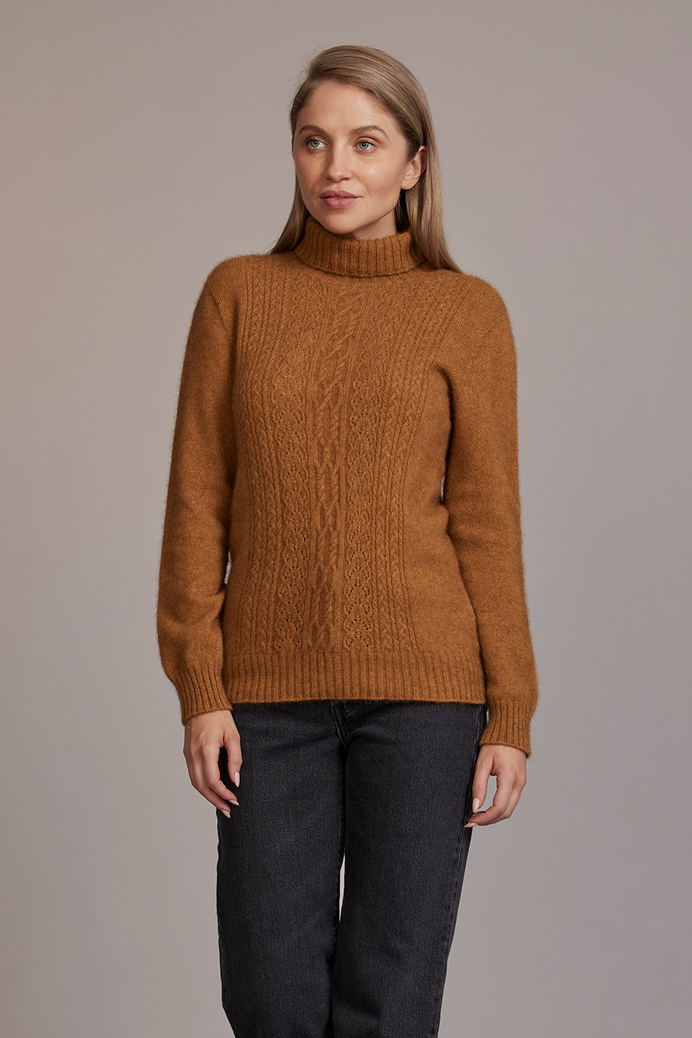 Honeycomb - McDonald Possum Merino Fur Polo Neck Jumper