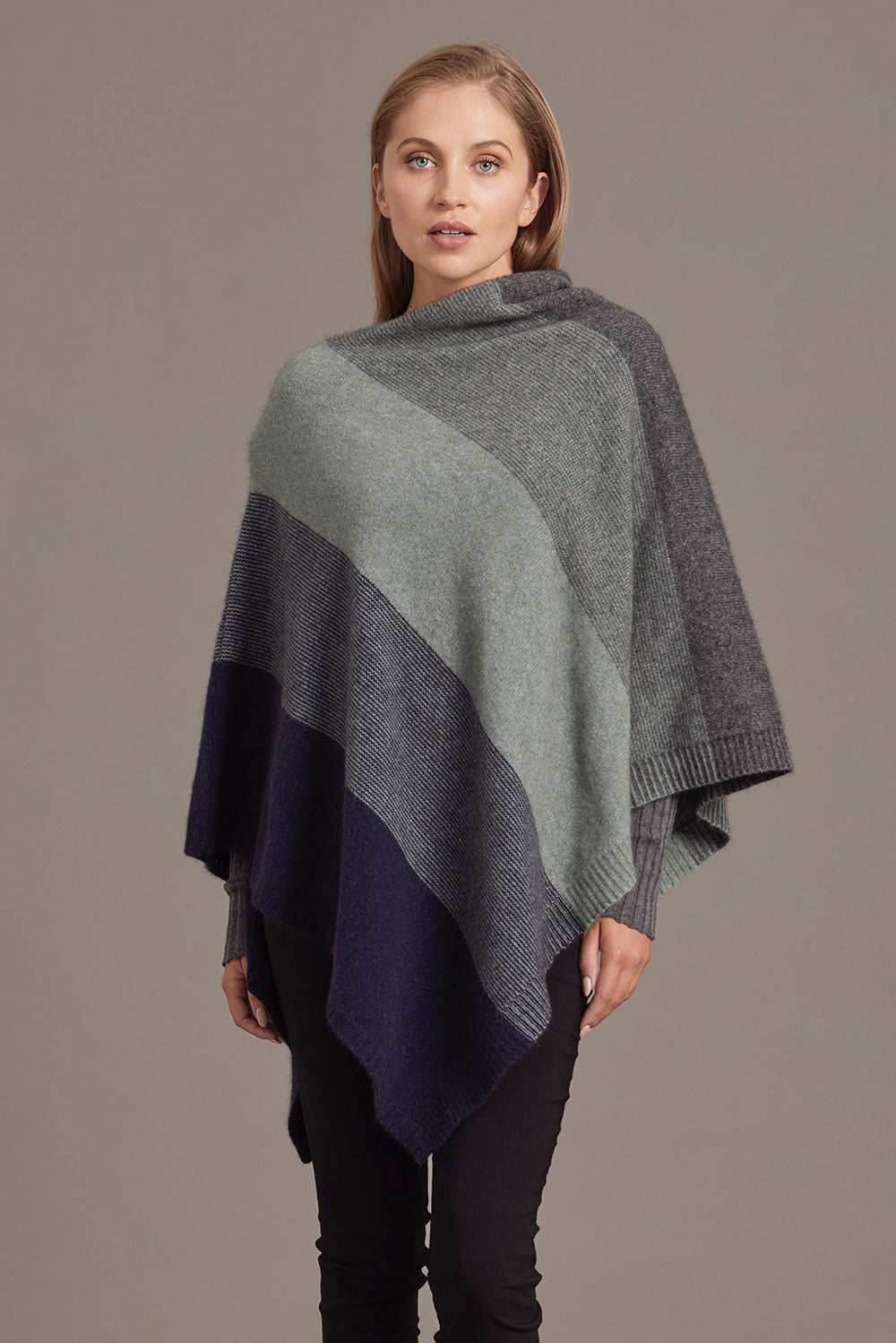 Navy Mint McDonald Possum Merino Ombre Poncho