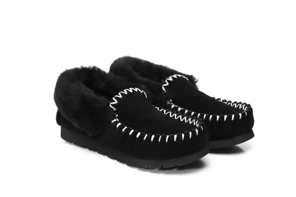 Mens Black Sheepskin Moccasins Ugg Boots