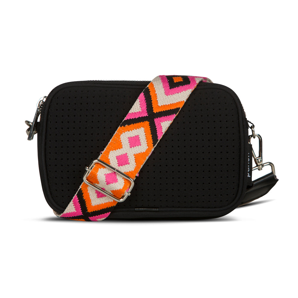 Double Zip Neoprene Cross Body - Black Safari