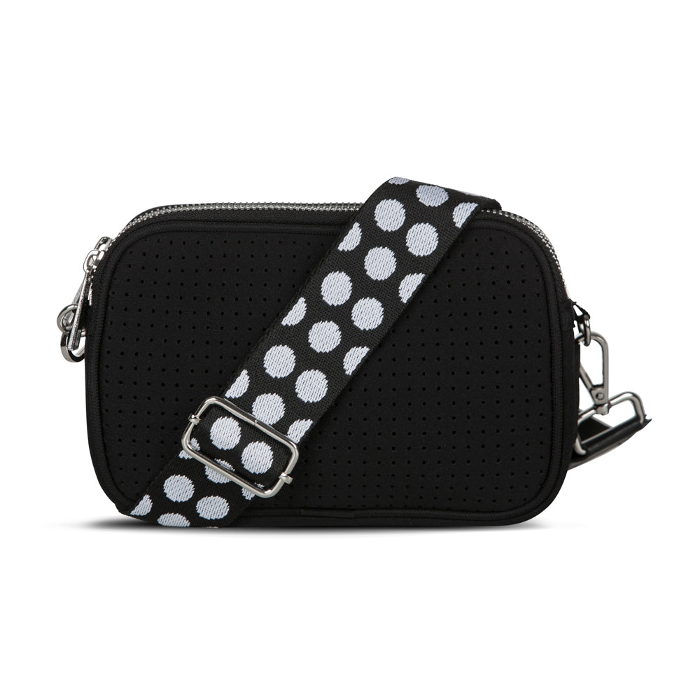 Double Zip Neoprene Cross Body - Black Spots