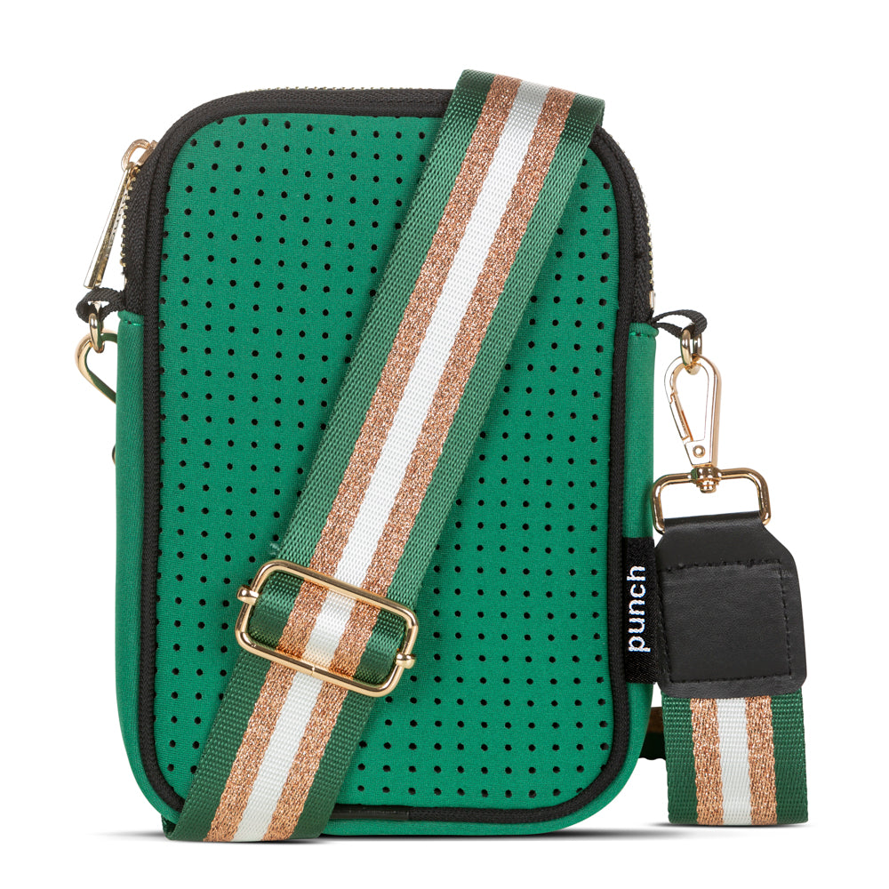 Green and Gold Punch Neoprene Mini Crossbody Bag