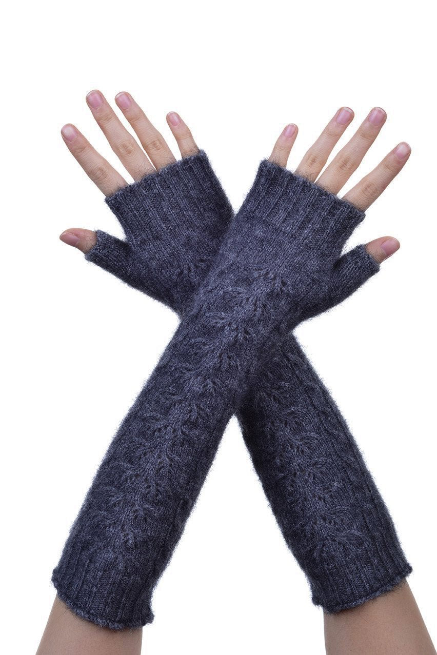 Pewter Possum Merino Open Finger Cable Gloves