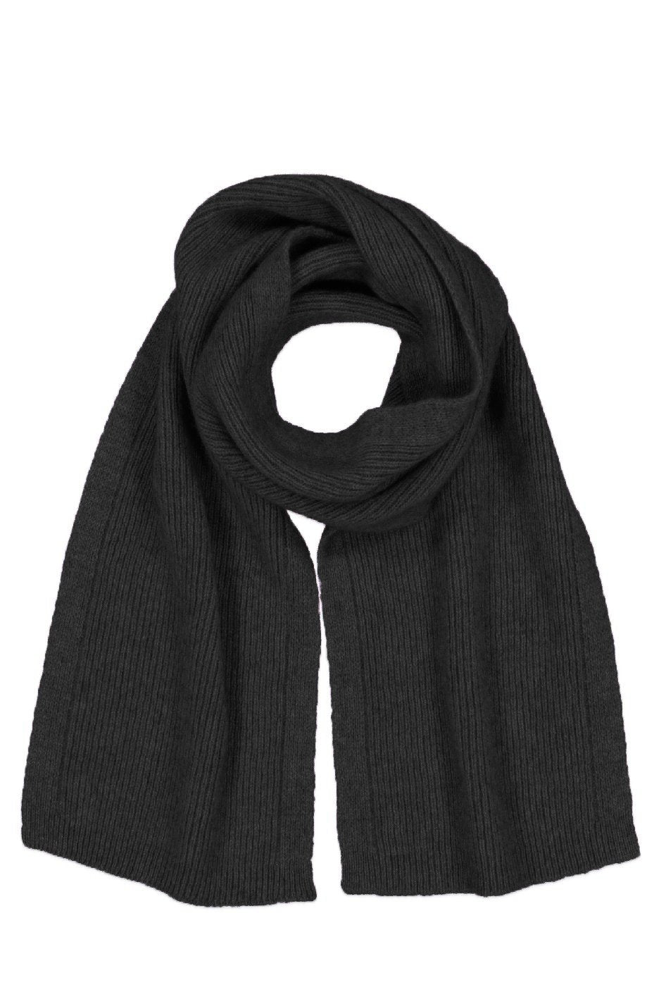 Charcoal Fine Rib Possum Fur Merino Scarf