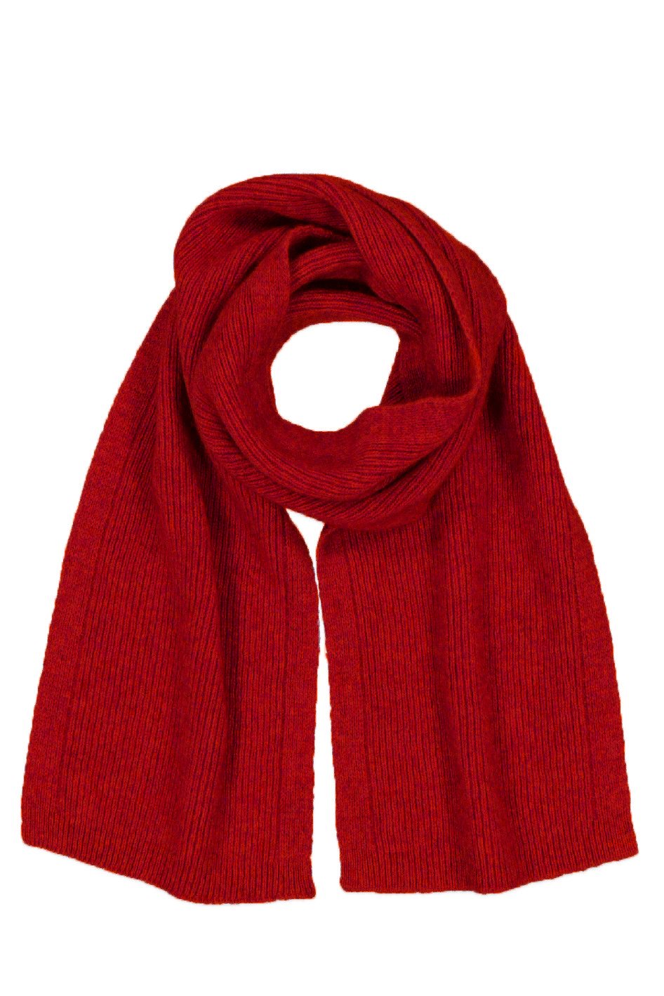 Red Fine Rib Possum Fur Merino Scarf