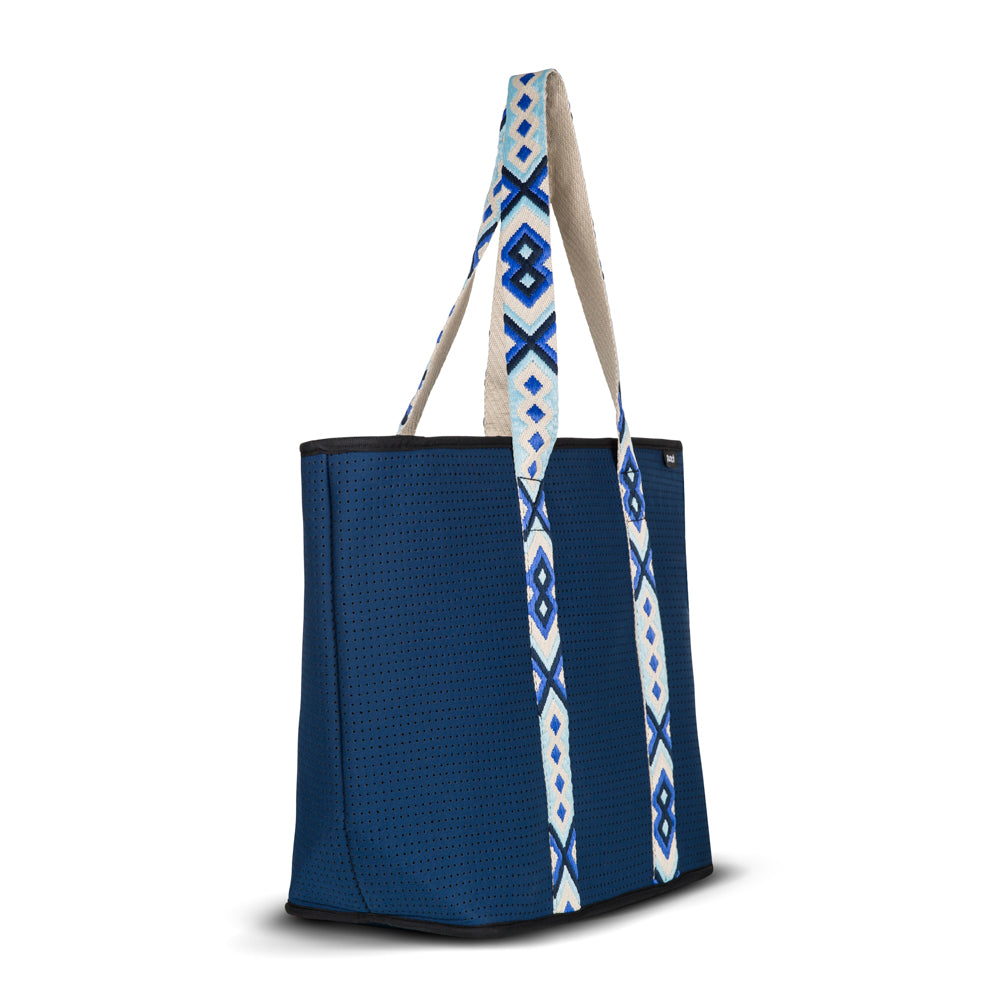 Navy Neoprene Explorer Zip Tote Bag (Safari Straps)