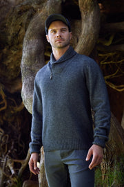 Pewter Mcdonald Possum Merino Shawl Neck Jumper Possum Merino